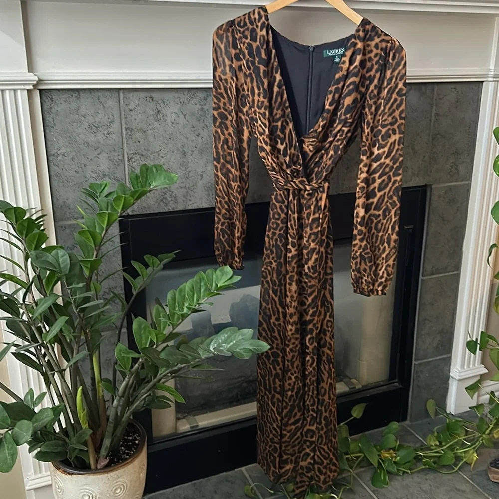 NWOT Ralph Lauren Leopard Dress (lined) - Picture 2 of 10